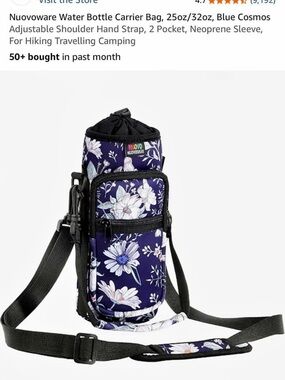 Nuovoware Water Bottle Carrier Bag Floral Water Bottle Carrier in Blue